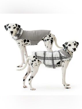 Koolaburra UGG Medium Danny Faux Fur Reversible Pet Vest Cozy White Gray Plaid